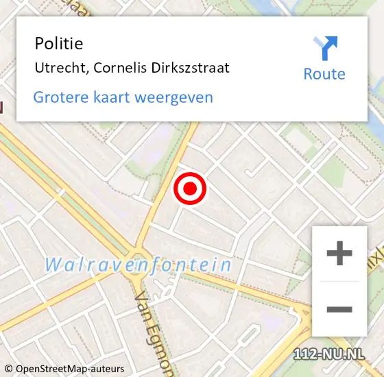 Locatie op kaart van de 112 melding: Politie Utrecht, Cornelis Dirkszstraat op 14 november 2024 01:11