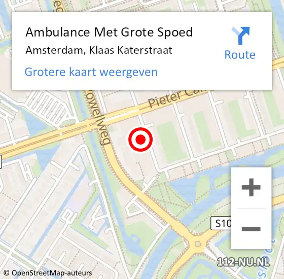 Locatie op kaart van de 112 melding: Ambulance Met Grote Spoed Naar Amsterdam, Klaas Katerstraat op 14 november 2024 01:59