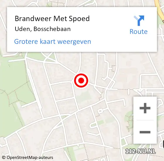 Locatie op kaart van de 112 melding: Brandweer Met Spoed Naar Uden, Bosschebaan op 14 november 2024 04:22