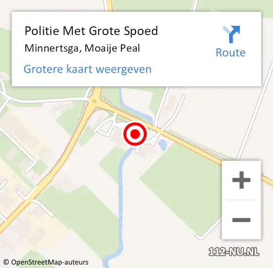 Locatie op kaart van de 112 melding: Politie Met Grote Spoed Naar Minnertsga, Moaije Peal op 14 november 2024 04:43