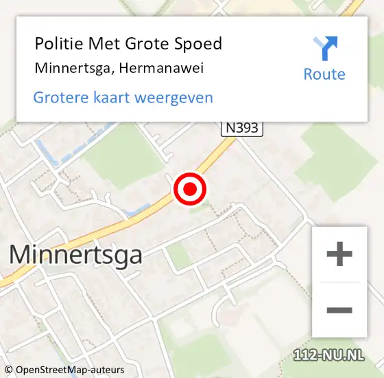 Locatie op kaart van de 112 melding: Politie Met Grote Spoed Naar Minnertsga, Hermanawei op 14 november 2024 04:59