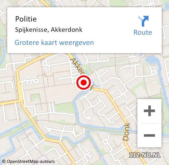 Locatie op kaart van de 112 melding: Politie Spijkenisse, Akkerdonk op 14 november 2024 05:16