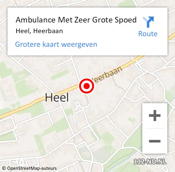 Locatie op kaart van de 112 melding: Ambulance Met Zeer Grote Spoed Naar Heel, Heerbaan op 14 november 2024 06:31