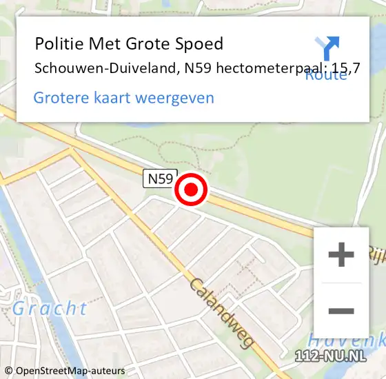 Locatie op kaart van de 112 melding: Politie Met Grote Spoed Naar Schouwen-Duiveland, N59 hectometerpaal: 15,7 op 14 november 2024 07:24