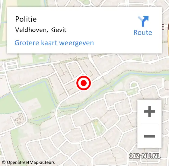 Locatie op kaart van de 112 melding: Politie Veldhoven, Kievit op 14 november 2024 07:47