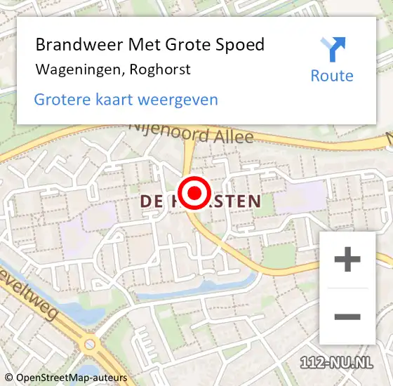 Locatie op kaart van de 112 melding: Brandweer Met Grote Spoed Naar Wageningen, Roghorst op 14 november 2024 07:54