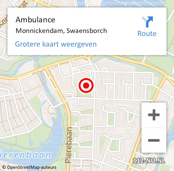 Locatie op kaart van de 112 melding: Ambulance Monnickendam, Swaensborch op 14 november 2024 07:57