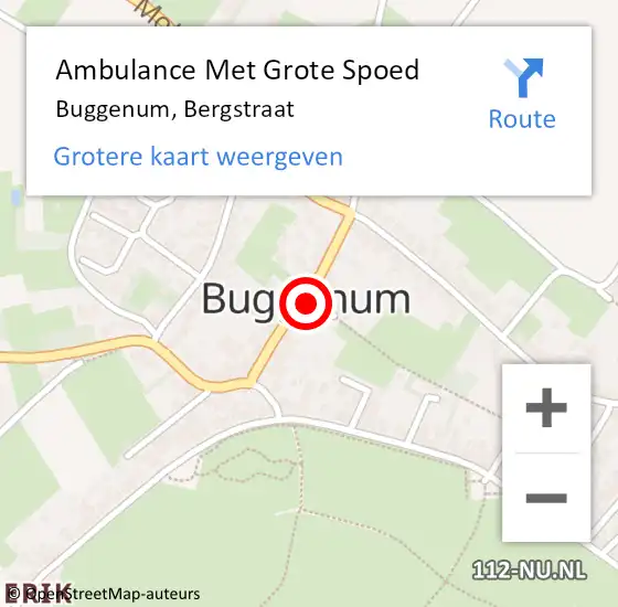 Locatie op kaart van de 112 melding: Ambulance Met Grote Spoed Naar Buggenum, Bergstraat op 14 november 2024 07:59