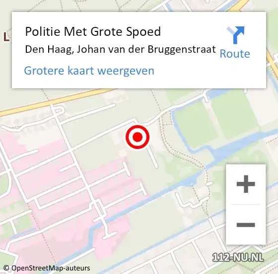 Locatie op kaart van de 112 melding: Politie Met Grote Spoed Naar Den Haag, Johan van der Bruggenstraat op 14 november 2024 07:59