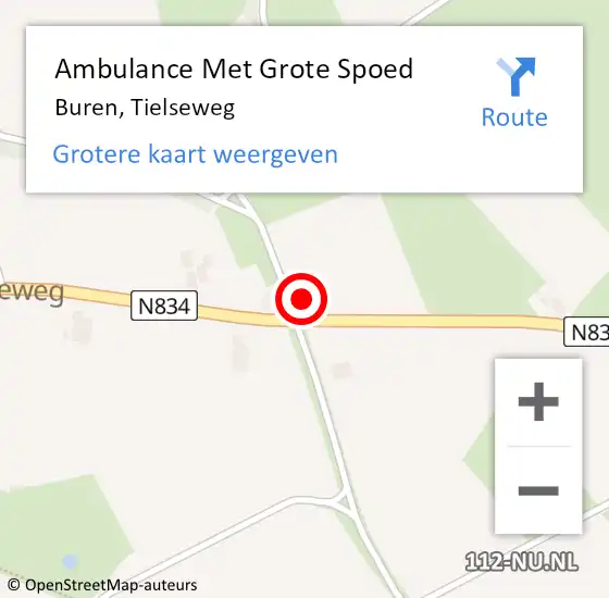 Locatie op kaart van de 112 melding: Ambulance Met Grote Spoed Naar Buren, Tielseweg op 26 oktober 2014 23:55