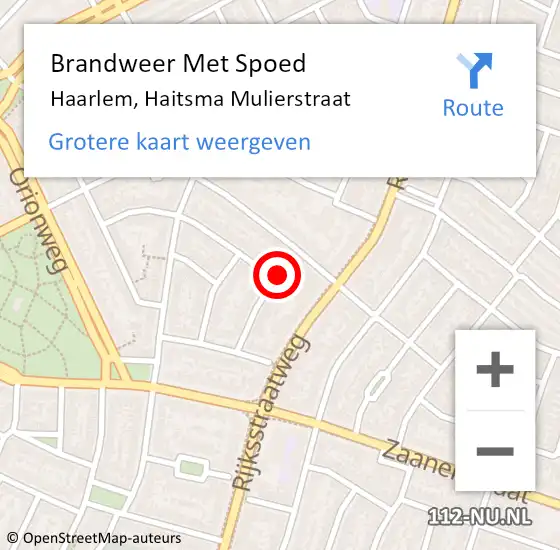 Locatie op kaart van de 112 melding: Brandweer Met Spoed Naar Haarlem, Haitsma Mulierstraat op 14 november 2024 08:18