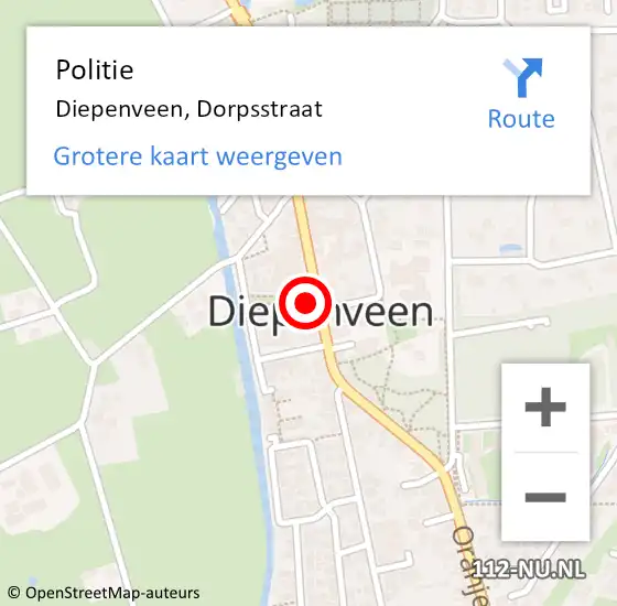 Locatie op kaart van de 112 melding: Politie Diepenveen, Dorpsstraat op 14 november 2024 08:22