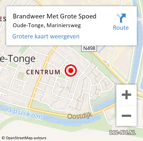 Locatie op kaart van de 112 melding: Brandweer Met Grote Spoed Naar Oude-Tonge, Mariniersweg op 14 november 2024 08:33