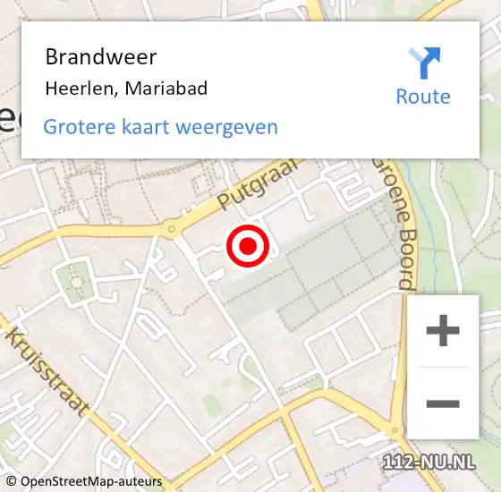 Locatie op kaart van de 112 melding: Brandweer Heerlen, Mariabad op 14 november 2024 08:36