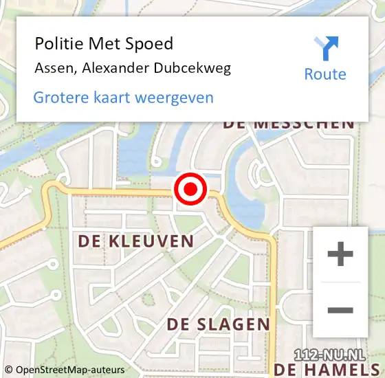 Locatie op kaart van de 112 melding: Politie Met Spoed Naar Assen, Alexander Dubcekweg op 14 november 2024 08:39