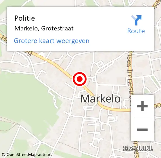 Locatie op kaart van de 112 melding: Politie Markelo, Grotestraat op 14 november 2024 08:45