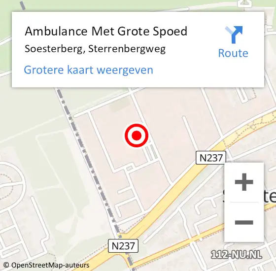 Locatie op kaart van de 112 melding: Ambulance Met Grote Spoed Naar Soesterberg, Sterrenbergweg op 27 oktober 2014 00:12