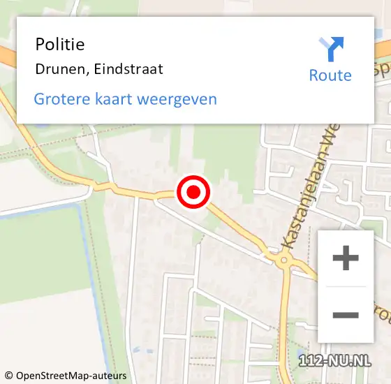 Locatie op kaart van de 112 melding: Politie Drunen, Eindstraat op 14 november 2024 09:01