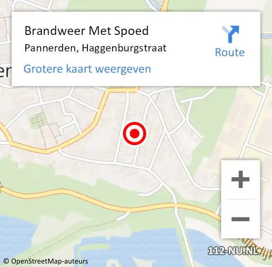 Locatie op kaart van de 112 melding: Brandweer Met Spoed Naar Pannerden, Haggenburgstraat op 14 november 2024 09:18