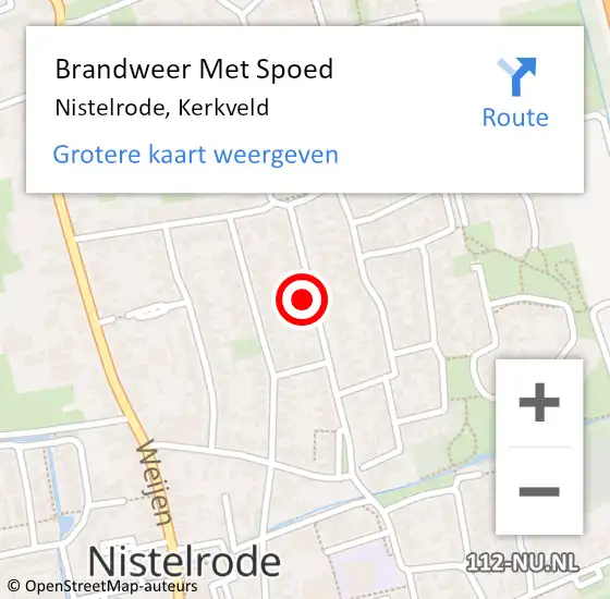 Locatie op kaart van de 112 melding: Brandweer Met Spoed Naar Nistelrode, Kerkveld op 14 november 2024 09:42