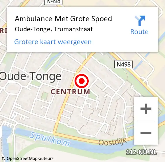 Locatie op kaart van de 112 melding: Ambulance Met Grote Spoed Naar Oude-Tonge, Trumanstraat op 14 november 2024 10:07