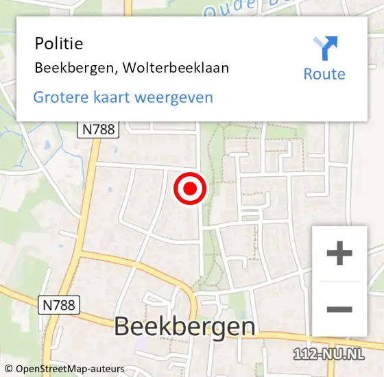 Locatie op kaart van de 112 melding: Politie Beekbergen, Wolterbeeklaan op 14 november 2024 10:20