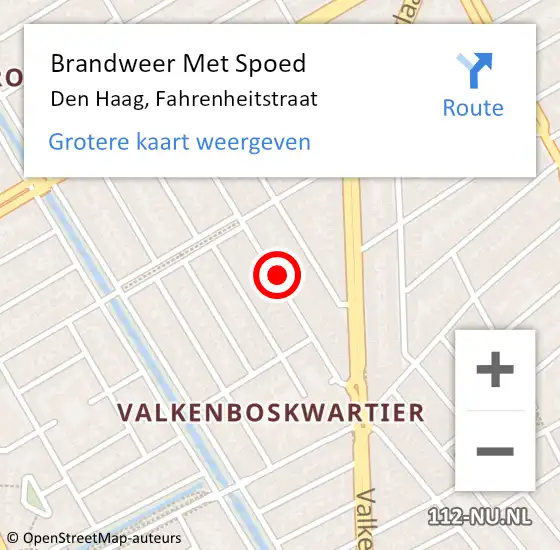 Locatie op kaart van de 112 melding: Brandweer Met Spoed Naar Den Haag, Fahrenheitstraat op 14 november 2024 10:21