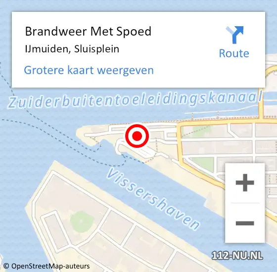 Locatie op kaart van de 112 melding: Brandweer Met Spoed Naar IJmuiden, Sluisplein op 14 november 2024 10:25