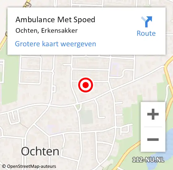 Locatie op kaart van de 112 melding: Ambulance Met Spoed Naar Ochten, Erkensakker op 27 oktober 2014 00:43