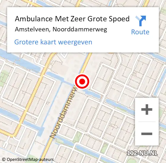 Locatie op kaart van de 112 melding: Ambulance Met Zeer Grote Spoed Naar Amstelveen, Noorddammerweg op 14 november 2024 10:54