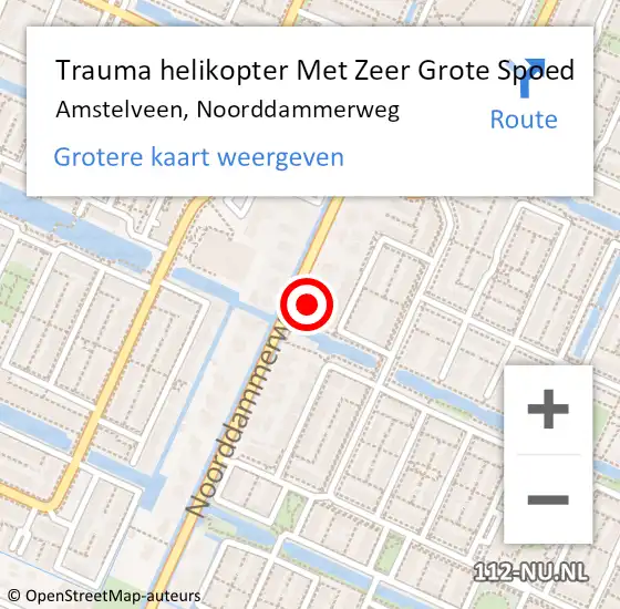 Locatie op kaart van de 112 melding: Trauma helikopter Met Zeer Grote Spoed Naar Amstelveen, Noorddammerweg op 14 november 2024 10:55