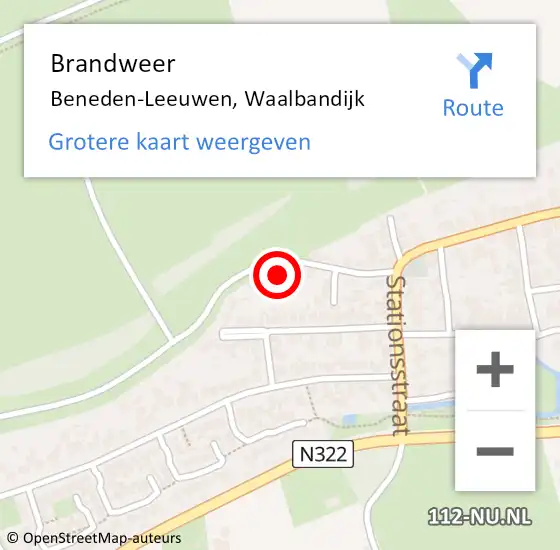 Locatie op kaart van de 112 melding: Brandweer Beneden-Leeuwen, Waalbandijk op 14 november 2024 11:05