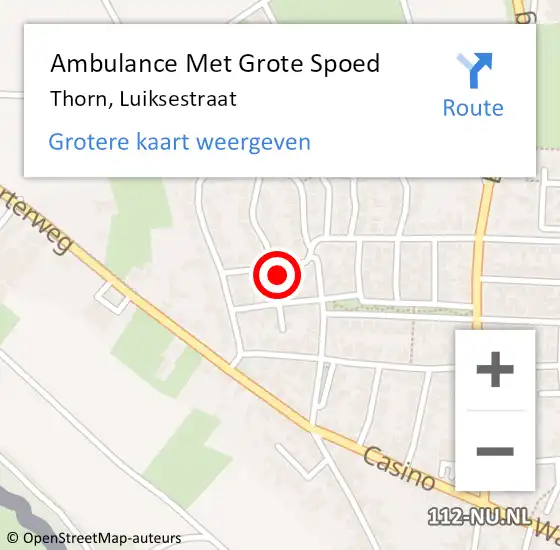 Locatie op kaart van de 112 melding: Ambulance Met Grote Spoed Naar Thorn, Luiksestraat op 18 oktober 2013 21:01