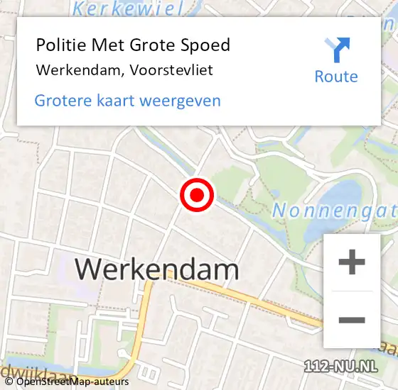 Locatie op kaart van de 112 melding: Politie Met Grote Spoed Naar Werkendam, Voorstevliet op 14 november 2024 11:44