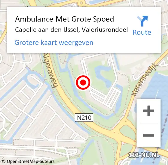 Locatie op kaart van de 112 melding: Ambulance Met Grote Spoed Naar Capelle aan den IJssel, Valeriusrondeel op 14 november 2024 11:51