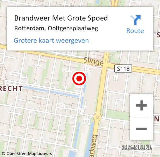 Locatie op kaart van de 112 melding: Brandweer Met Grote Spoed Naar Rotterdam, Ooltgensplaatweg op 14 november 2024 12:08