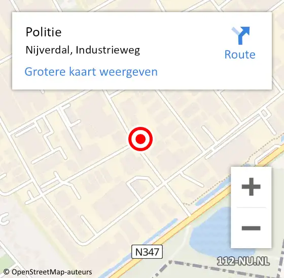 Locatie op kaart van de 112 melding: Politie Nijverdal, Industrieweg op 14 november 2024 12:16