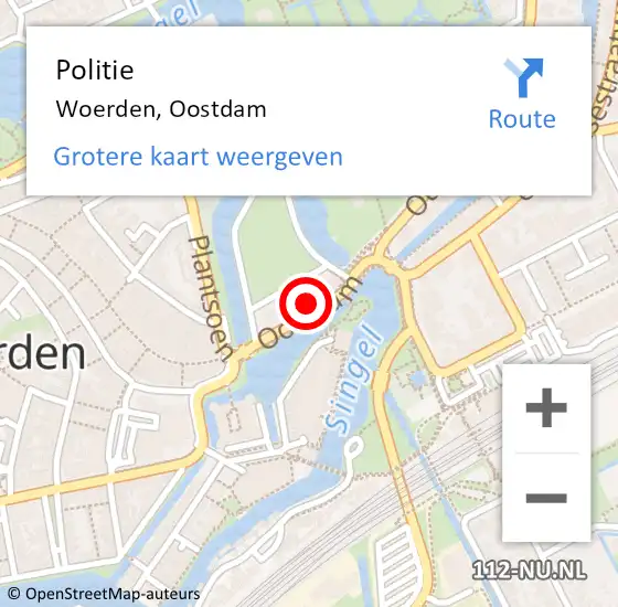 Locatie op kaart van de 112 melding: Politie Woerden, Oostdam op 14 november 2024 12:24