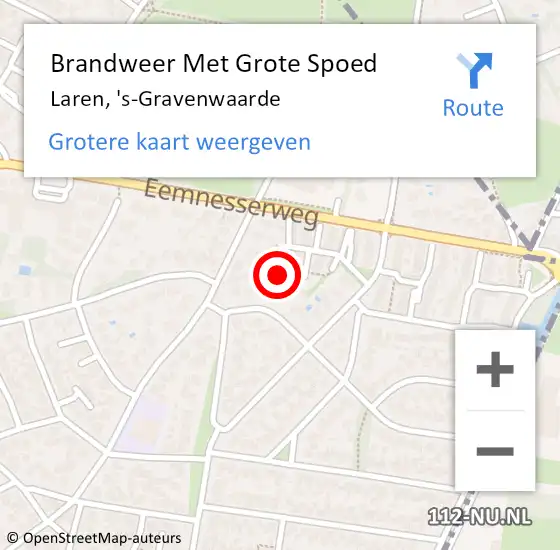 Locatie op kaart van de 112 melding: Brandweer Met Grote Spoed Naar Laren, 's-Gravenwaarde op 14 november 2024 12:25