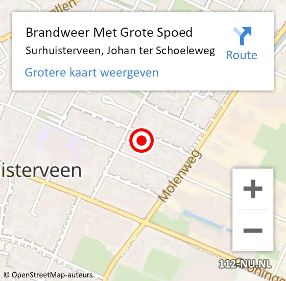 Locatie op kaart van de 112 melding: Brandweer Met Grote Spoed Naar Surhuisterveen, Johan ter Schoeleweg op 14 november 2024 12:29