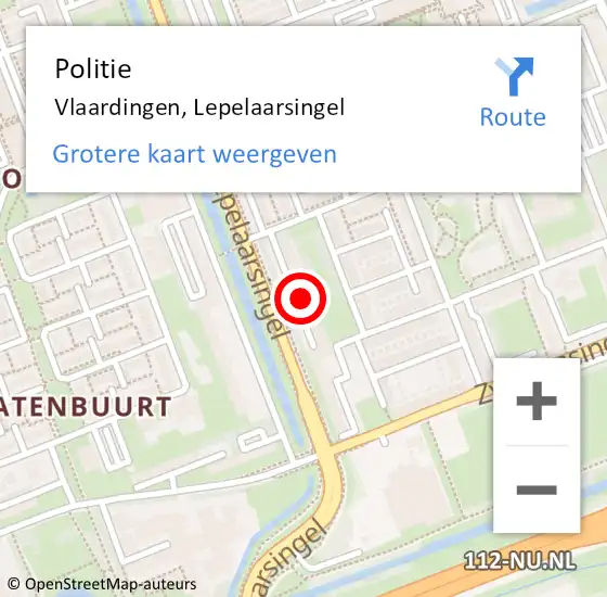 Locatie op kaart van de 112 melding: Politie Vlaardingen, Lepelaarsingel op 14 november 2024 12:48