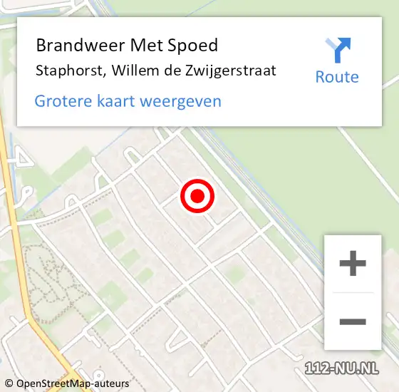 Locatie op kaart van de 112 melding: Brandweer Met Spoed Naar Staphorst, Willem de Zwijgerstraat op 14 november 2024 13:22