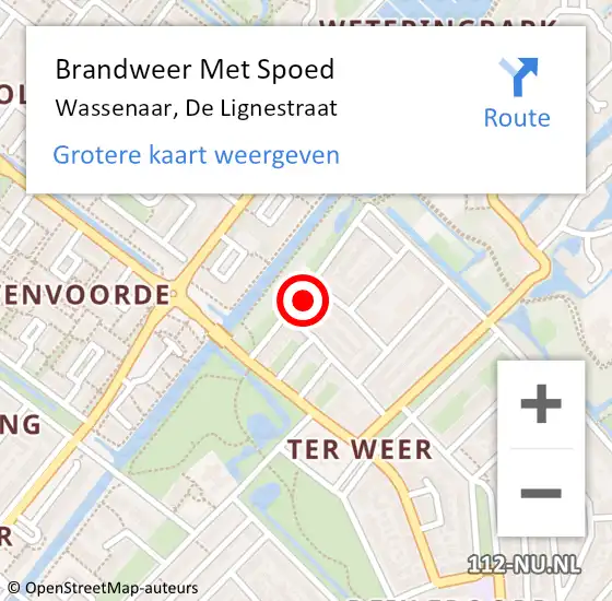 Locatie op kaart van de 112 melding: Brandweer Met Spoed Naar Wassenaar, De Lignestraat op 14 november 2024 13:42