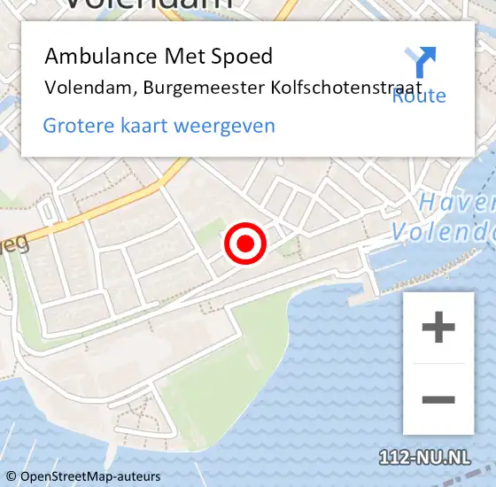 Locatie op kaart van de 112 melding: Ambulance Met Spoed Naar Volendam, Burgemeester Kolfschotenstraat op 14 november 2024 13:49