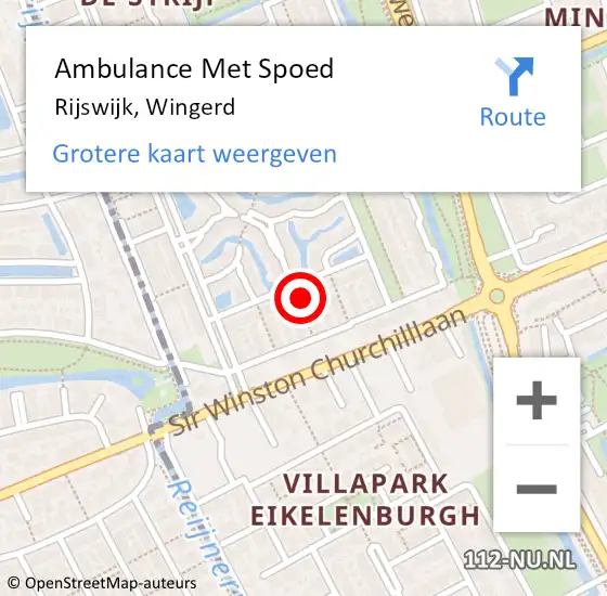 Locatie op kaart van de 112 melding: Ambulance Met Spoed Naar Rijswijk, Wingerd op 14 november 2024 14:10