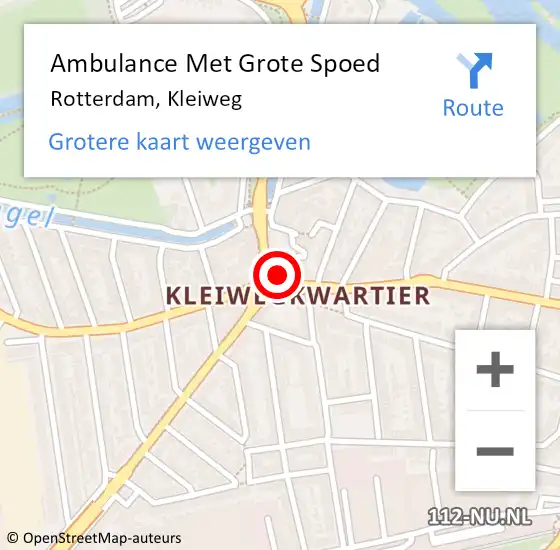 Locatie op kaart van de 112 melding: Ambulance Met Grote Spoed Naar Rotterdam, Kleiweg op 14 november 2024 14:15