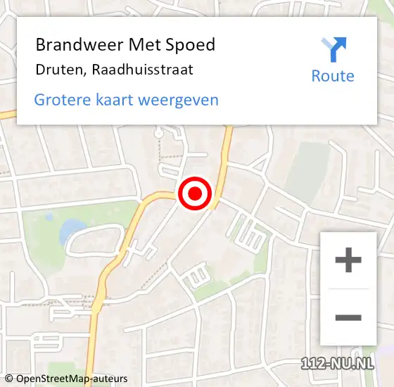 Locatie op kaart van de 112 melding: Brandweer Met Spoed Naar Druten, Raadhuisstraat op 14 november 2024 14:32