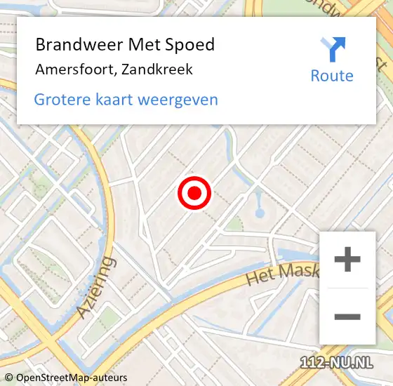 Locatie op kaart van de 112 melding: Brandweer Met Spoed Naar Amersfoort, Zandkreek op 14 november 2024 14:37