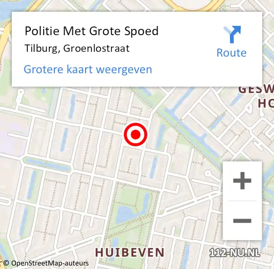 Locatie op kaart van de 112 melding: Politie Met Grote Spoed Naar Tilburg, Groenlostraat op 14 november 2024 14:39