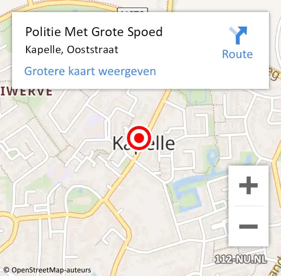 Locatie op kaart van de 112 melding: Politie Met Grote Spoed Naar Kapelle, Ooststraat op 14 november 2024 14:46